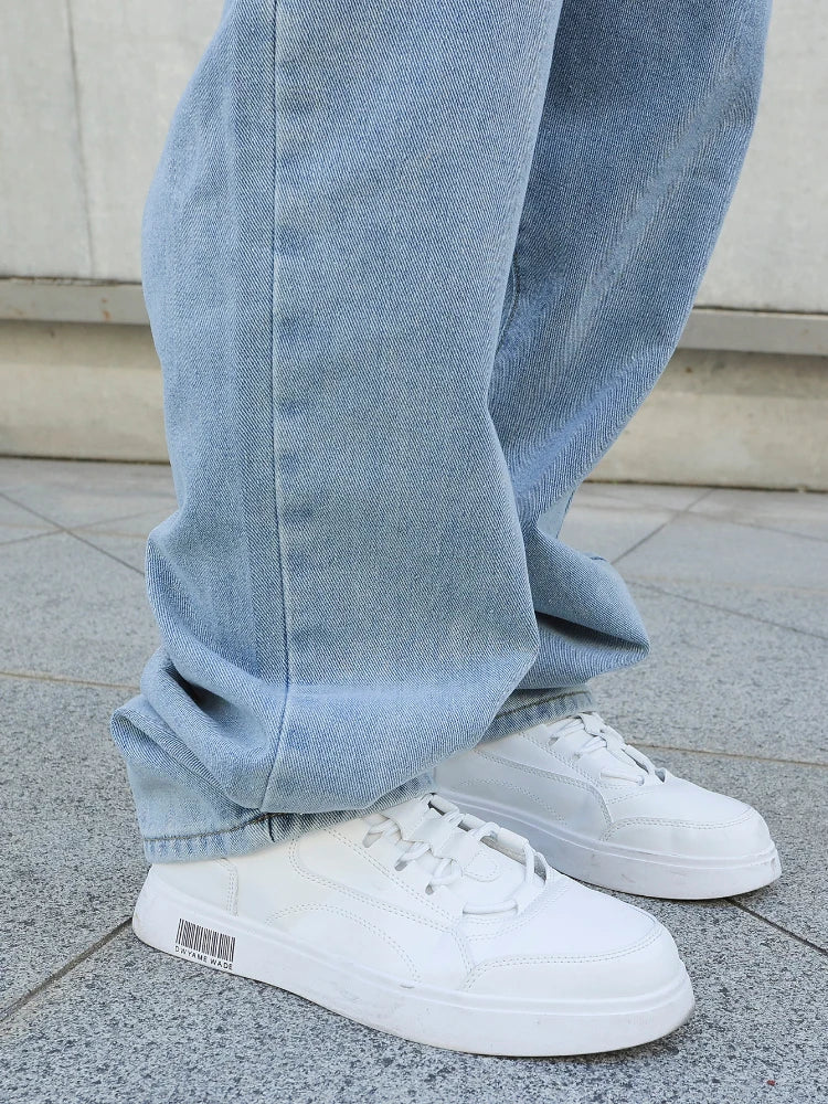 Spring Autumn Men Baggy Jeans Oversize Straight Loose Casual Denim Trousers Solid Color Streetwear Fashion Y2k Wide Leg Pants PlatiNum