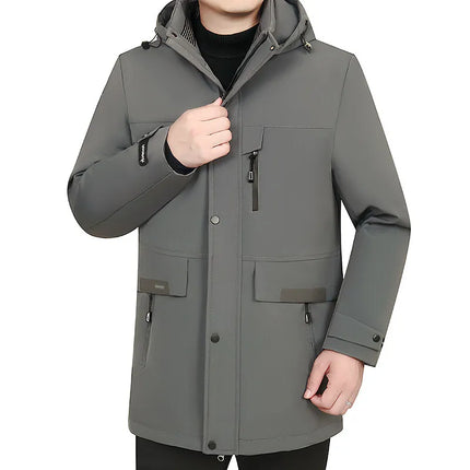 Men's Detachable Liner & Hat Puffer Coats Business Casual Hooded White Duck Down Jackets 2026 Winter Outwear Windproof Top Parka