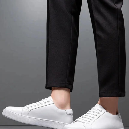 New Men Casual Sports Vulcanized Shoes Comfortable Fashionable Flat Heeled Leather Shoes Outdoor Driving Travel Brand Shoes Men