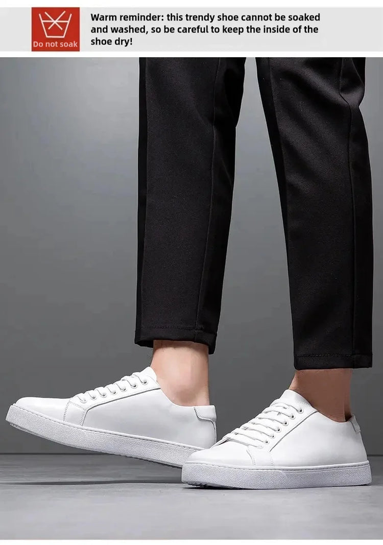 New Men Casual Sports Vulcanized Shoes Comfortable Fashionable Flat Heeled Leather Shoes Outdoor Driving Travel Brand Shoes Men