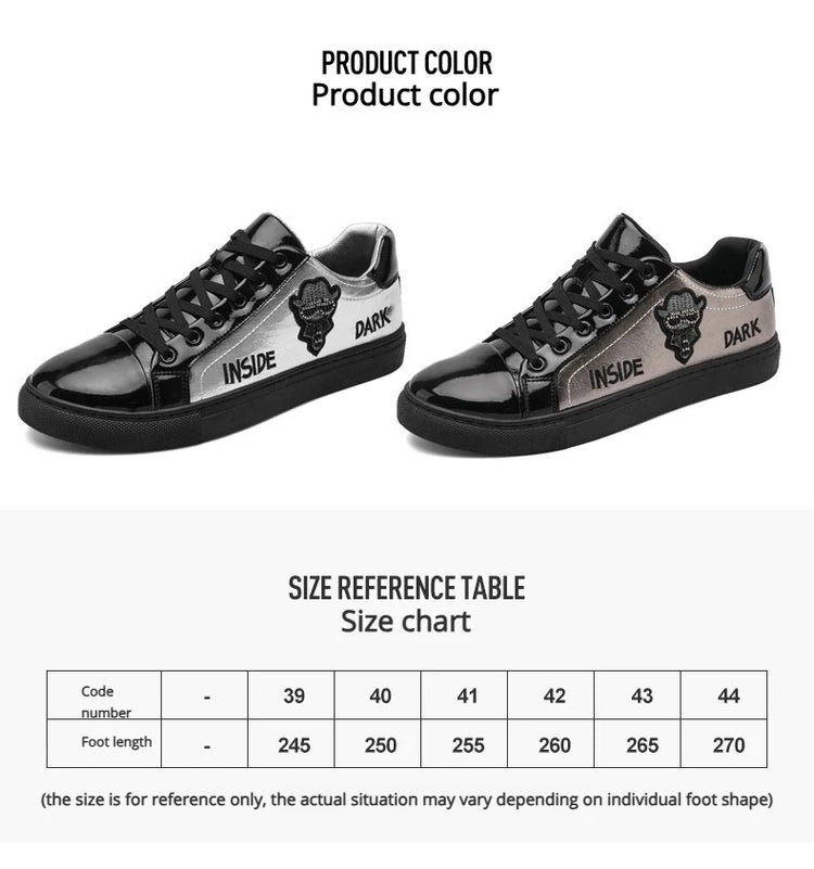 Men Casual Shoes Patent Leather Flats Skate Men Cool Driving Shoes Male Walking Shoes Sneakers Dress Trend the Latest Leisure