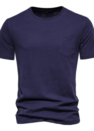 T-shirt homme 100% coton Décontracté Doux Fitness Été T-shirts fins Vêtements d'intérieur Homme Col rond Manches courtes T-shirt uni pour homme