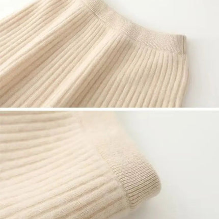 100% Merino Wool Mini Skirt Korean Women's AutumnWinter Fashionable Solid Color Elastic Waist Knitted Pleated Skirt PlatiNum
