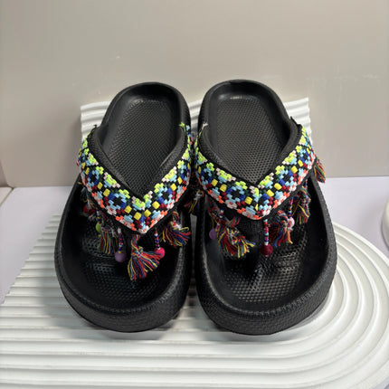 Infradito da donna multicolori estivi Sandali con fiocco in orsacchiotto metallico alla moda Sandali da spiaggia per le vacanze a casa Calzature versatili