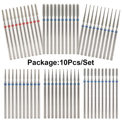 10Pcs Diamond Milling Cutter For Manicure Electric Nail Drill Bits Accessory Pedicure Machine Nail File Gel Remover Tool uñas Accesorios Y Herramientas