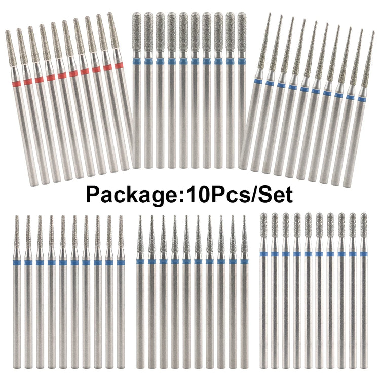10Pcs Diamond Milling Cutter For Manicure Electric Nail Drill Bits Accessory Pedicure Machine Nail File Gel Remover Tool uñas Accesorios Y Herramientas