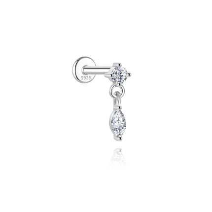 AIDE 1PC Sparkling Moissanite Piercing Stud Earrings 925 Sterling Silver Shining Circle Earring For Women Ear Bone Earring Jewel PlatiNum