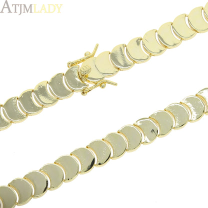 2025 Nuova collana a catena serpente unisex color oro a spina di pesce con perline catena a maglie pavimentata 5A CZ girocollo a forma di luna per gioielli da donna