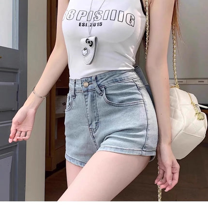 Women's Y2K Sexy Denim Shorts Petite High Waist Hip Lifting Shorts Slim Summer Hot Pants with 3D Bow Personality Detail