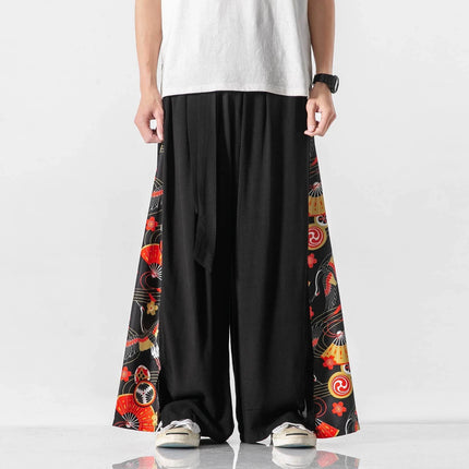 Pantaloni a Gamba Larga Streetwear da Uomo, Primaverili ed Estivi, Stampati, Casual, Stile Harem, Oversize, Vintage, Traspiranti e Comodi