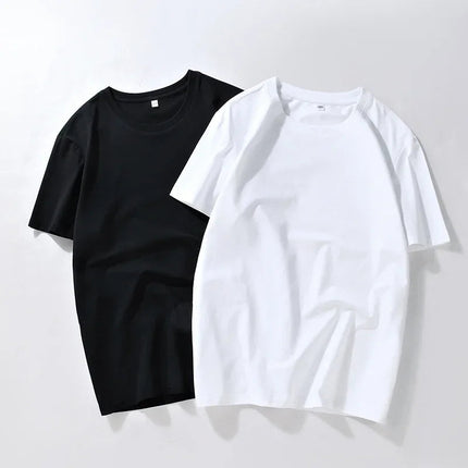 Four seasons 100% Cotton T shirts Man Casual Tees High quality Solid color Couple Oversized T shirts Black White Grey Sports Top PlatiNum