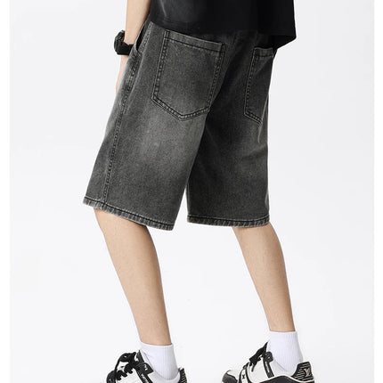 Pantaloncini di jeans casual da uomo elastico in vita dritto comodo azzurro morbido pantaloni corti larghi Bermuda larghi jeans maschili