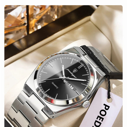 POEDAGAR Orologio da polso al quarzo da uomo di lusso Impermeabile luminoso Data Settimana Orologio da uomo Orologi da uomo d'affari in acciaio inossidabile platinumshop