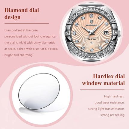 Orologio da donna POEDAGAR, raffinato, impermeabile, luminoso, con datario, in acciaio inossidabile, elegante orologio da polso al quarzo per donna. platinumshop