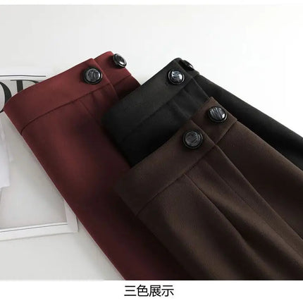Women's Woolen Autumn and Winter New Style Elegant One-piece Unique and Stylish Straight Tube Slit Hugging Skirt PlatiNum
