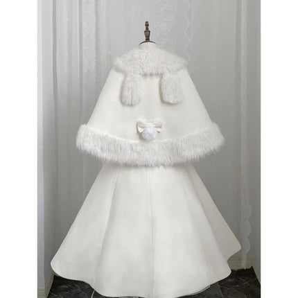 Velvet Bunny Japanese Heiress Woolen Coat+bow Cape Set, Niche, Sweet and Cute Two-piece Set for Women