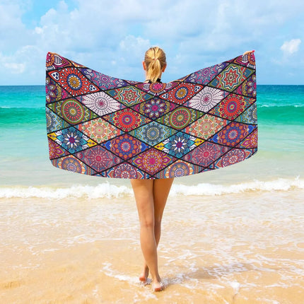 Asciugamano da spiaggia grande bohémien da 1 pezzo, telo da bagno stampato con fiori a righe, nuoto all'aperto, vacanze, telo da mare da campeggio