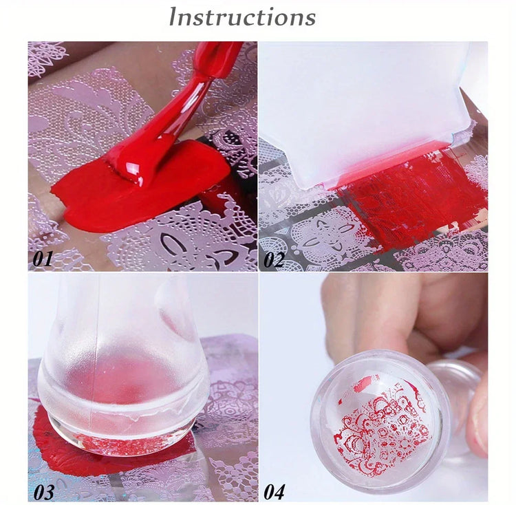 5 Sheets Lace Flowers Nail Stamping Plates Mandala Geometric Nail Art Stamp Templates Polish Printing Stencils Manicure Tools