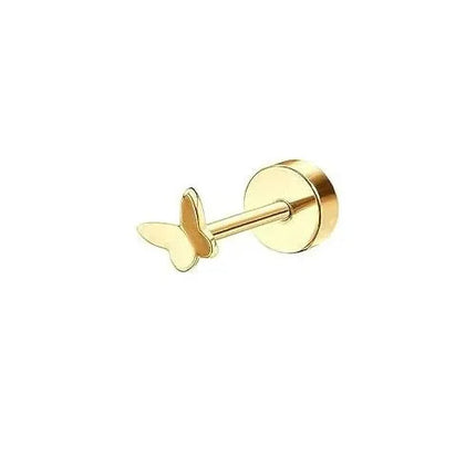 Bobisty 1PC Orecchini con retro piatto per donna Orecchini in acciaio chirurgico ipoallergenico per orecchie sensibili 20G Cartilagine Piccolo cerchio a bottone PlatiNum