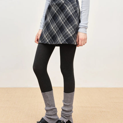 FSLE Autumn Party Skirt High Waist Retro Plaid Knit WoolShort Skirt For Women 2025 Fall Winter New Arrival Y2K Mini A-line Skirt PlatiNum
