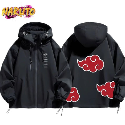 Naruto Shippuden Akatsuki Organization Cartoon Jacket 2D Student Couple Hooded Coat Jacket Top Anime Peripheral Wholesale