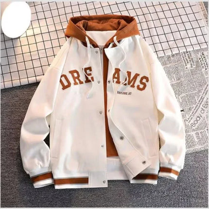 Men's Autumn New Brand All-match Student Letter Hooded Jacket Trendy Women High Quality Varsity Baseball Uniform Jacket