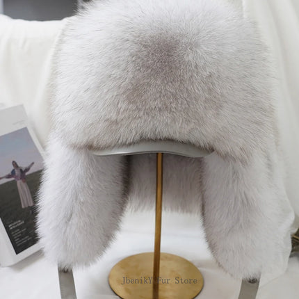 2026 Cap 100% Raccoon Dog Full Fur Fox Fur Hat Men's Fur Ear Protection Winter Thickened and Warm Russian Hat Men's Trend
