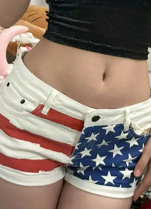 Pantaloncini di jeans stampati a stella retrò per donna Estate Y2k Glutei sottili Super Shorts Jeans Pantaloni caldi