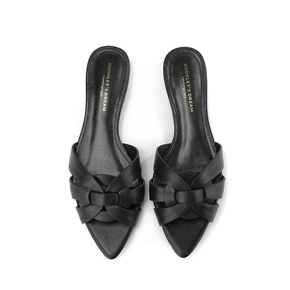 2025 sexy pointed cowhide flat sandals, easily light up your summer shoe cabinet, suitable for summer dates and office work