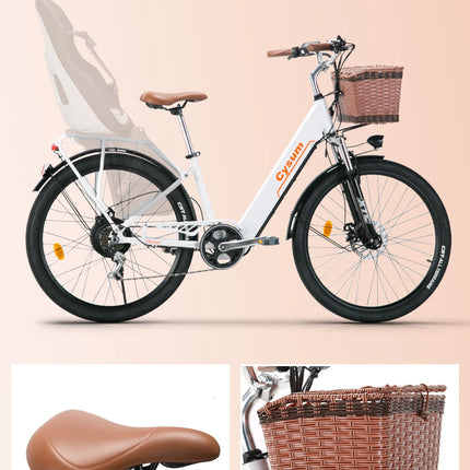 Bicicletta Elettrica Cysum Cityrun 26'', E-Bike 250W per Adulti, Uomini e Donne, Batteria Rimovibile 36V 10Ah, Velocità Massima 25km/h, Autonomia 70-90km, Bici per Pendolari Urbani e Suburbani