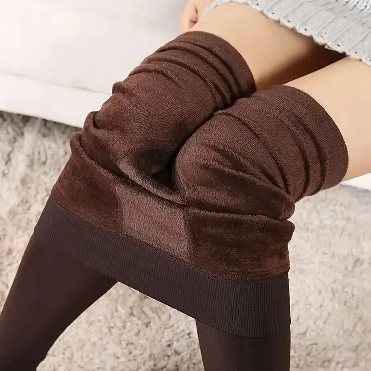 Colorful Fleece Lined Tights Winter Women Thermal Pantyhose for Female Panty Polar Skin Black Effect Stockings Thermal Leggings PlatiNum