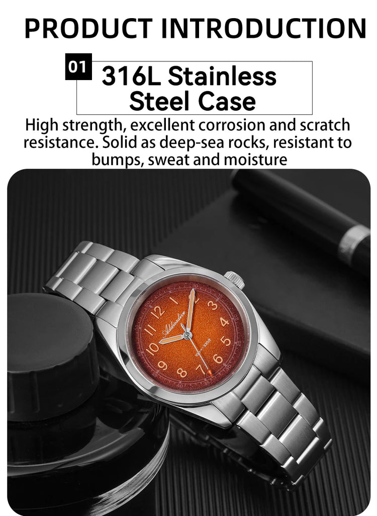 ADDIESDIVE 2026 New Luxury Men Quartz Watch 100M Waterproof Sapphire Glass Super Luminous Stainless Steel Business Wristwatches
