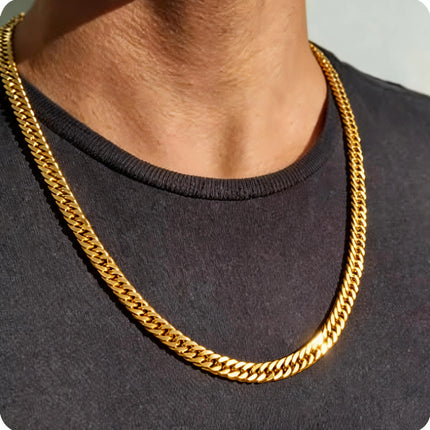 Chunky Miami Cuban Chain Necklaces for Men Women,Silver Color Stainless Steel Metal Chain Collar,Basic Classic Jewelry Gift PlatiNum