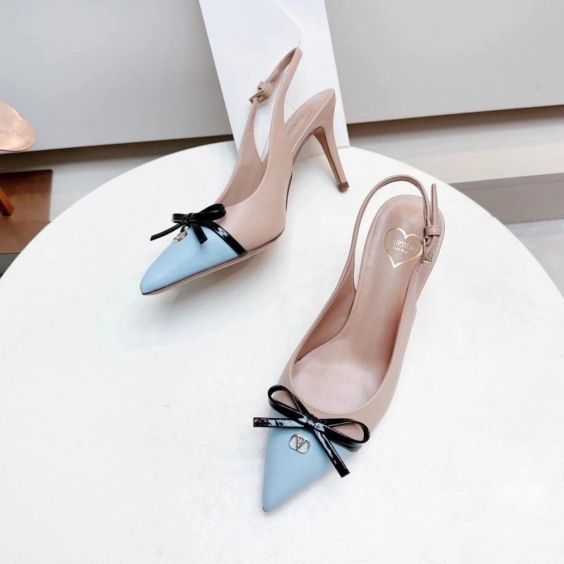 Heels sandals Gladiator summer luxury Brand 2025 bow Women High Heels Pointed toe designer Elegant Slingbacks Party Ladies Shoes