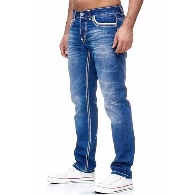 Straight Jeans Men Washed no hole Jean Spring Summer Boyfriend Jeans Streetwear Loose Cacual Designer Long Denim Pants Trousers PlatiNum