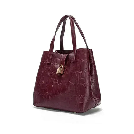 CH Large Capacity Handbag Luxury Brand Temperament Letter Print with Lock Design 2025 Trendy Women's Crossbody Bag PlatiNum