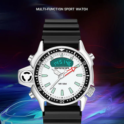 SANDA Sport orologio digitale al quarzo da uomo orologi subacquei creativi orologio da uomo con allarme impermeabile orologio con doppio Display Relogio Masculino platinumshop