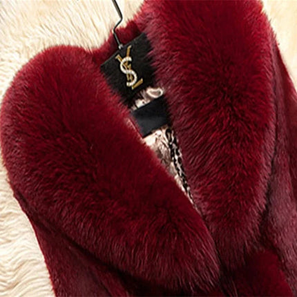 Winter 2025 Faux Fur Coat Women Thick Outwear Female Long Fake Fox Fur Thick Long Sleeve Jacket  Ladies Slim  Warm Faux Fur Coat