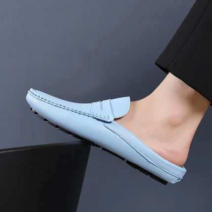 YRZL mocassini estate Slip on mezze scarpe per uomo pantofole in pelle PU Casual traspirante comodi mocassini mocassini scarpe Casual da uomo
