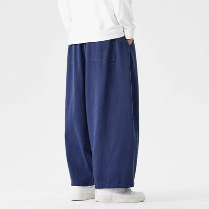 Pantaloni a gamba larga da uomo comodi da indossare Pantaloni casual Pantaloni Harun giapponesi Pantaloni sportivi con coulisse a lanterna da uomo Taglie forti
