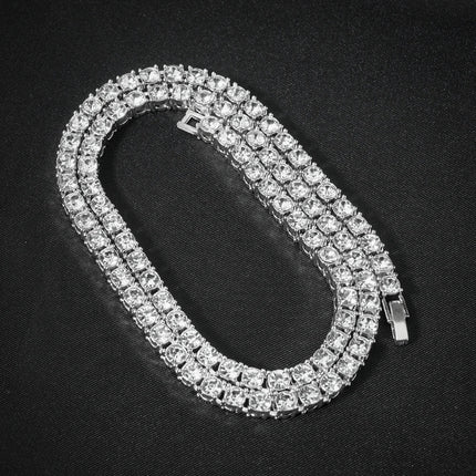 Hip Hop Men Women 14MM Prong Cuban Link Chain Necklace Bling Iced Out Tennis Chain Rhinestone Paved Miami Cuban Necklace Jewelry PlatiNum