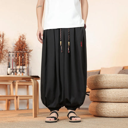 Pantaloni Estivi da Uomo in Seta Ghiaccio Sottile Traspirante, Pantaloni alla Moda a Lanterna, Casual, Comodi, a Gamba Larga, Taglie Forti fino alla 8XL