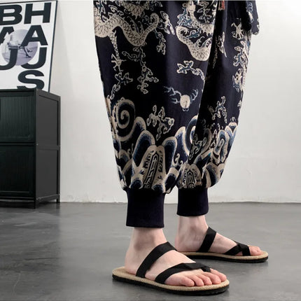 Pantaloni Estivi da Uomo 2026 in Cotone Leggero Sottile Comodi da Spiaggia, Pantaloni Larghi Casual Hip Hop Stampati, Pantaloni Jogger Oversize alla Moda