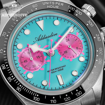 ADDIESDIVE 2026 New Luxury Men Chronograph VK64 Watch Waterproof 100m Ceramic Bezel BGW9 Luminous 316L Steel Quartz Watch AD2520