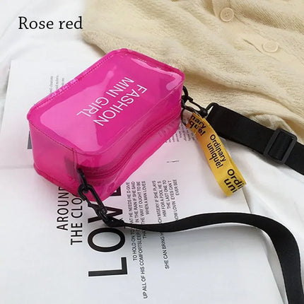 Borsa a Tracolla Trasparente con Effetto Laser per Donne, Mini Borsa Messenger alla Moda in PVC Colorato, Piccola Borsa Tote