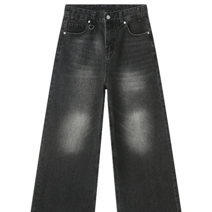 Jeans con orlo a stampa leopardata, stile casual americano anni 2000, a vita alta, gamba dritta e larga, abbigliamento femminile retrò Harajuku