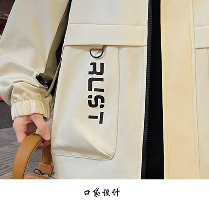 Men's Hooded Casual Jackets 2026 Spring Autumn Streetwear Windbreaker Loose Cargo Outdoor Coats Youth Daily Wear Tops Clothing
