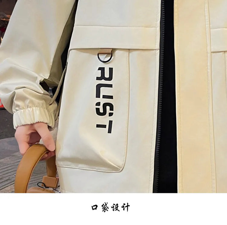 Men's Hooded Casual Jackets 2026 Spring Autumn Streetwear Windbreaker Loose Cargo Outdoor Coats Youth Daily Wear Tops Clothing