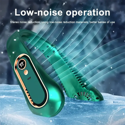 2025 Nuovi best seller Ventilatore da collo indossabile Condizionatore d'aria portatile Ventilatore da collo senza lama Dispositivo di raffreddamento dell'aria 5 marce e schermo a LED