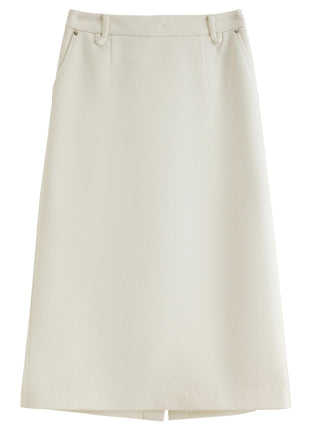 DUSHU Classic Long and Short Elastic Waist A-line Skirt 2025 Winter Skirt for Women Solid Simple Commuting Office Ladies College PlatiNum